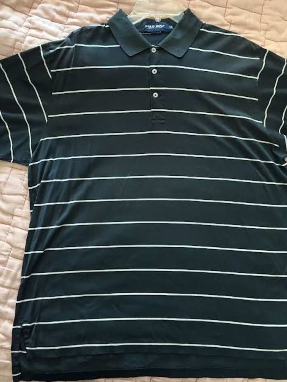 Vintage Polo Golf Ralph Lauren Shirt Mens XL Black Striped 100% Pima Cotton